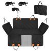 Dog Car Seat Cover For Back Seat Waterproof Oxford Cloth Seat Cover Hammock Non-Slip Scratchproof Back Seat Extender with Side Flap Mesh Window Storag