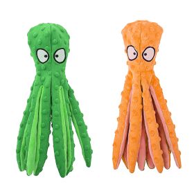 2Pcs Squeaky Dog Toys No Stuffing Crinkle Plush Octopus Dog Teething Toy Interactive Dog Toy Dog Training Toy For Puppy Small Medium Large Dog (Option: DogToy GreenOrange)