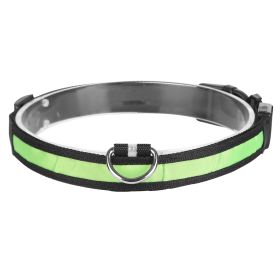 LED Dog Collar USB Rechargeable Adjustable Dog Safety Collar Night Safety Flashing Luminous Light up Collar (Option: DogCollar MGreen)