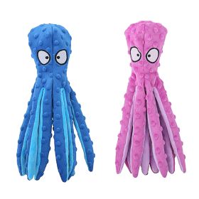 2Pcs Squeaky Dog Toys No Stuffing Crinkle Plush Octopus Dog Teething Toy Interactive Dog Toy Dog Training Toy For Puppy Small Medium Large Dog (Option: DogToy BluePink)