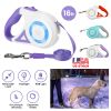 16FT Retractable Dog Leash Extendable Pet Leash Dog Walking Leash with Flashlight RGB Light 2 Rolls of Waste Bags Dispenser Fit for 66-110lbs