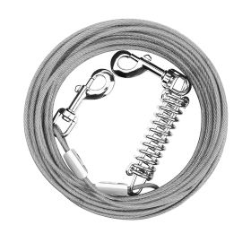49.2FT Dog Tie Out Cable Long Dog Leash Chew Proof Lead Dog Chain with Durable Spring 360° Rotatable Clips PVC Case for Outside Yard Caming (Option: TieOutCable Grey15M)