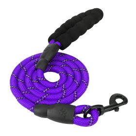 5FT Dog Leash Dog Training Walking Lead w/ Foam Handle Highly Reflective Treads Strong Nylon Dog Rope For Small Medium Dogs (Option: DogLeashPurple)