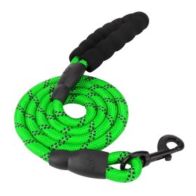 5FT Dog Leash Dog Training Walking Lead w/ Foam Handle Highly Reflective Treads Strong Nylon Dog Rope For Small Medium Dogs (Option: DogLeashGreen)