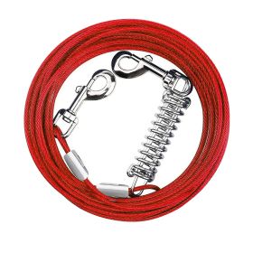 9.8FT Dog Tie Out Cable Long Dog Leash Chew Proof Lead Dog Chain with Durable Spring 360° Rotatable Clips PVC Case for Outside Yard Caming (Option: TieOutCableRed3M)