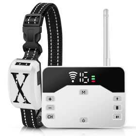 2 In 1 Wireless Electric Dog Fence Waterproof Pet Shock Boundary Containment System Electric Training Collar for Small Medium Large Dogs (Option: DogFence White1Collar)