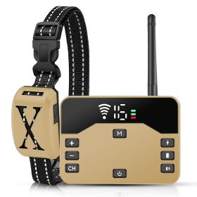 2 In 1 Wireless Electric Dog Fence Waterproof Pet Shock Boundary Containment System Electric Training Collar for Small Medium Large Dogs (Option: DogFence Gold1Collar)
