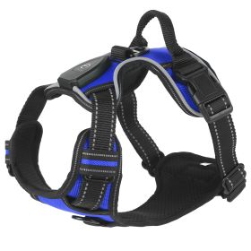 Light Up Dog Harness Rechargeable LED Dog Harness No Pull Lighted Dog Vest with Handle for Small/Medium/Large Dogs (Option: DogHarness DarkBlueS)