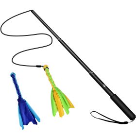 Extendable Dog Flirt Pole with Lure 10.23-26.77in Teaser Wand with 2 Replaceable Interactive Tail Toys For Small Medium Large Dogs Training Exercise T (Option: DogFlirtPole Black)