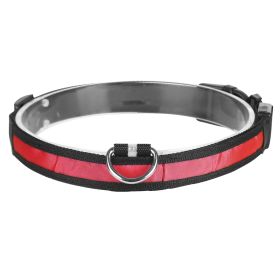LED Dog Collar USB Rechargeable Adjustable Dog Safety Collar Night Safety Flashing Luminous Light up Collar (Option: DogCollar MRed)
