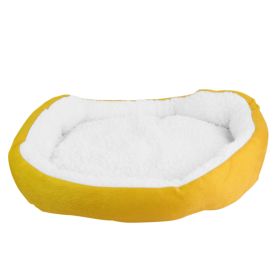 Pet Dog Bed Soft Warm Fleece Puppy Cat Bed Dog Cozy Nest Sofa Bed Cushion For S/M Dog (Option: SmallPetSoftBed Yellow)
