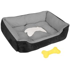 Pet Dog Bed Soft Warm Fleece Puppy Cat Bed Dog Cozy Nest Sofa Bed Cushion Mat For S/M Dog (Option: PetBedBlackM)