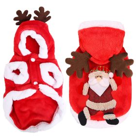 Pet Christmas Clothes Santa Claus Reindeer Antlers Costume Winter Outfit New Year Coat For Small Medium Dogs Cats Available in S/M/L/XL (Option: PetClothes RedM)