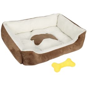 Pet Dog Bed Soft Warm Fleece Puppy Cat Bed Dog Cozy Nest Sofa Bed Cushion Mat For S/M Dog (Option: PetBedBrownL)